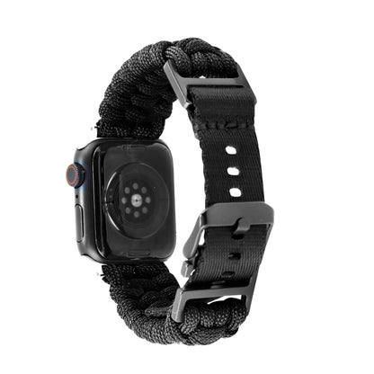 For Apple Watch Series 3 38mm Paracord Plain Braided Webbing Buckle Watch Band(Black) by bashfashion