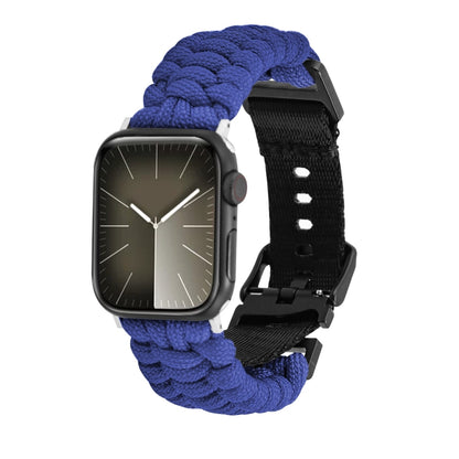 For Apple Watch Series 3 38mm Paracord Plain Braided Webbing Buckle Watch Band(Blue) by bashfashion
