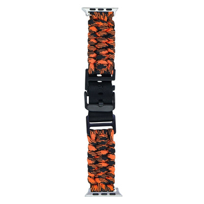 For Apple Watch Series 3 38mm Paracord Plain Braided Webbing Buckle Watch Band(Black Orange) by bashfashion