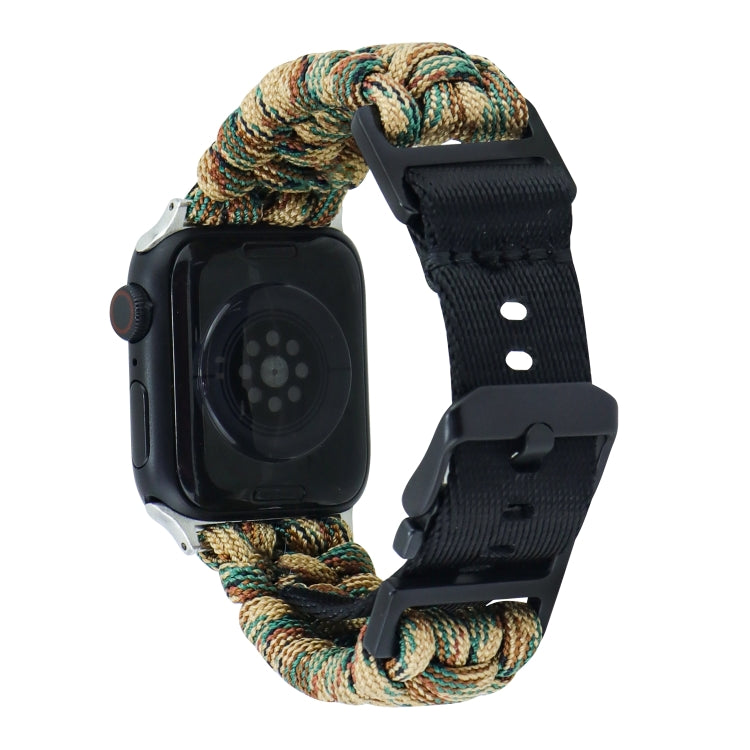 For Apple Watch Series 3 38mm Paracord Plain Braided Webbing Buckle Watch Band(Army Green Camouflage) by bashfashion
