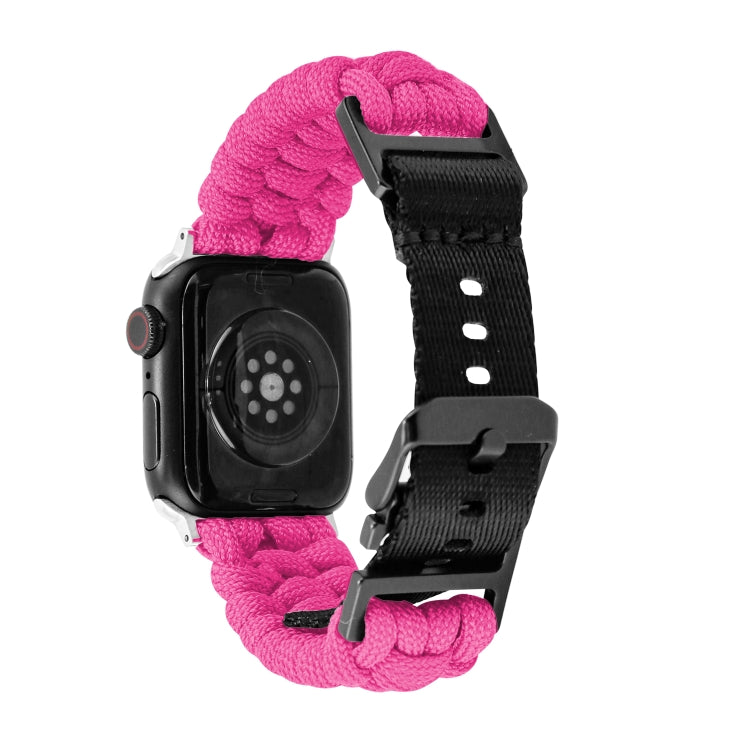 For Apple Watch Series 3 42mm Paracord Plain Braided Webbing Buckle Watch Band(Rose Red) by bashfashion