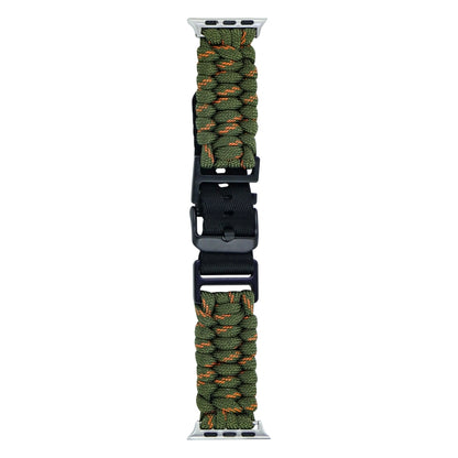 For Apple Watch Series 3 42mm Paracord Plain Braided Webbing Buckle Watch Band(Army Green Orange) by bashfashion