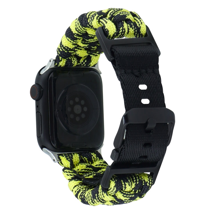 For Apple Watch Series 2 38mm Paracord Plain Braided Webbing Buckle Watch Band(Black Yellow) by bashfashion