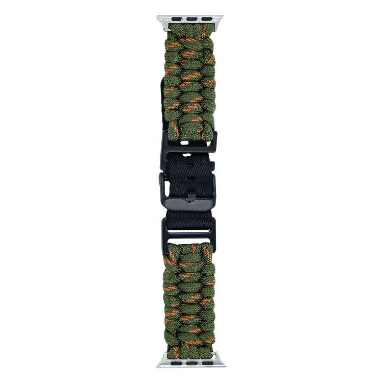 For Apple Watch Series 2 38mm Paracord Plain Braided Webbing Buckle Watch Band(Army Green Orange) by bashfashion