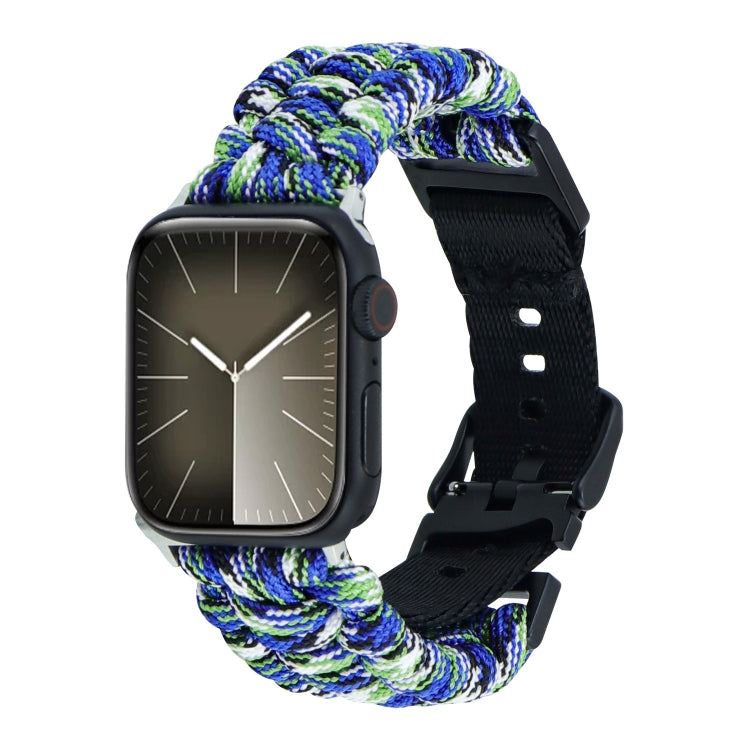 For Apple Watch Series 2 38mm Paracord Plain Braided Webbing Buckle Watch Band(Blue Green) by bashfashion