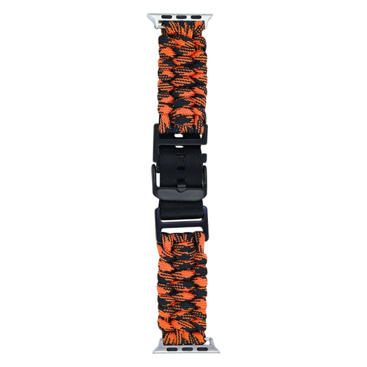 For Apple Watch 42mm Paracord Plain Braided Webbing Buckle Watch Band(Black Orange) by bashfashion