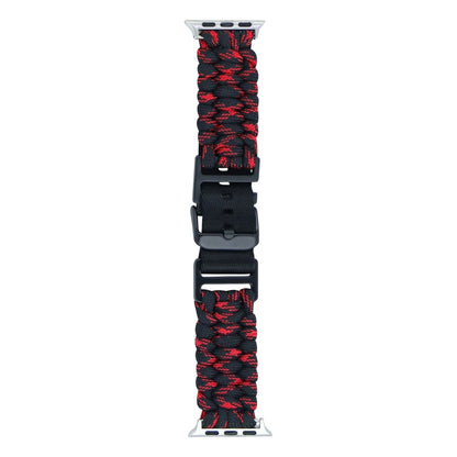 For Apple Watch 38mm Paracord Plain Braided Webbing Buckle Watch Band(Black Red) by bashfashion