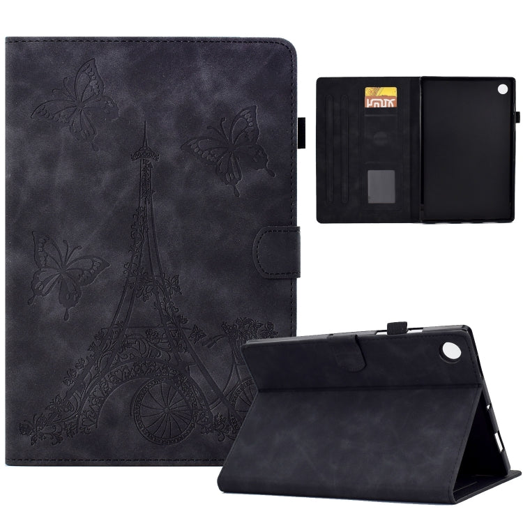 For Samsung Galaxy Tab A11 / A9 Embossed Tower Flip Leather Tablet Case(Black) by bashfashion