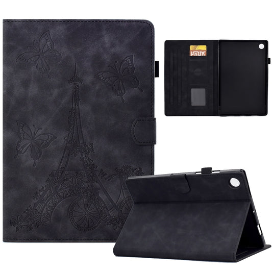 For Samsung Galaxy Tab A11 / A9 Embossed Tower Flip Leather Tablet Case(Black) by bashfashion