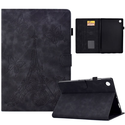 For Samsung Galaxy Tab A11+ / A9+ Embossed Tower Flip Leather Tablet Case with Sleep / Wake-up Function(Black) by bashfashion