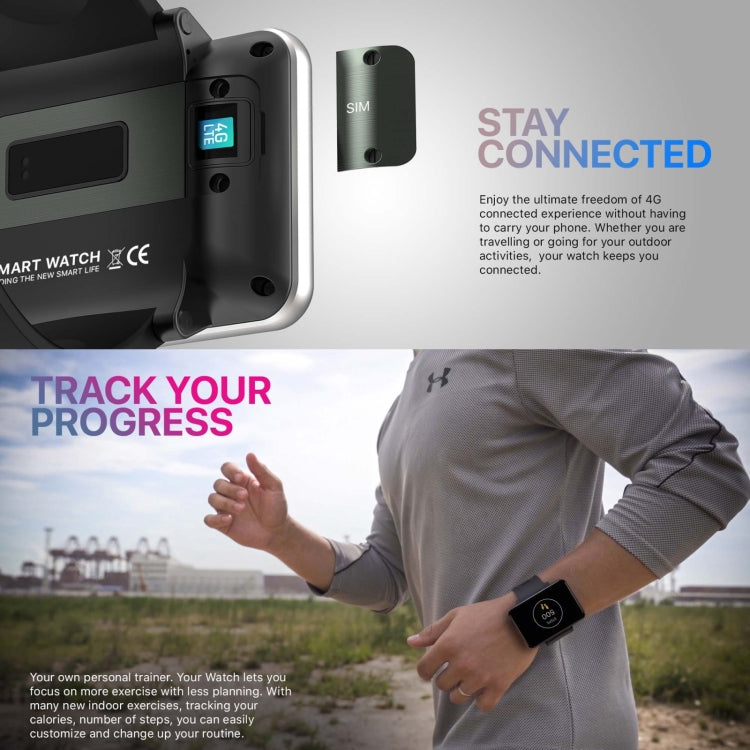 DM100 2.86 inch IPS Full Screen Smart Sport Watch, Support Independent Card Insertion / Multiple Sports Modes / Heart Rate Monitoring / Step Counting, Memory:RAM 1GB+ROM 16GB(Black) by bashfashion