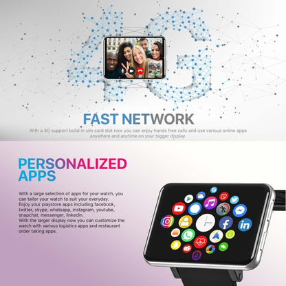 DM100 2.86 inch IPS Full Screen Smart Sport Watch, Support Independent Card Insertion / Multiple Sports Modes / Heart Rate Monitoring / Step Counting, Memory:RAM 1GB+ROM 16GB(Tarnish) by bashfashion