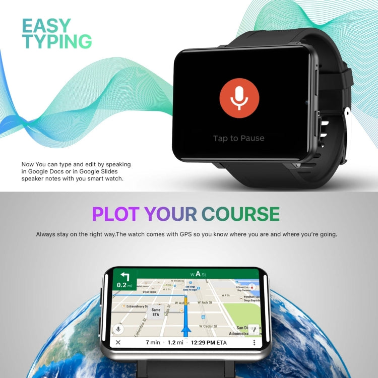 DM100 2.86 inch IPS Full Screen Smart Sport Watch, Support Independent Card Insertion / Multiple Sports Modes / Heart Rate Monitoring / Step Counting, Memory:RAM 1GB+ROM 16GB(Black) by bashfashion