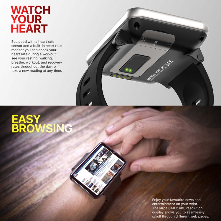 DM100 2.86 inch IPS Full Screen Smart Sport Watch, Support Independent Card Insertion / Multiple Sports Modes / Heart Rate Monitoring / Step Counting, Memory:RAM 1GB+ROM 16GB(Tarnish) by bashfashion