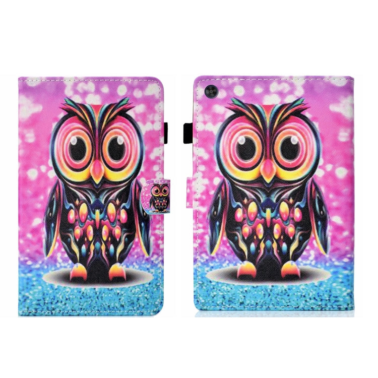For Samsung Galaxy Tab A11+ / A9+ Coloured Drawing Stitching Flip PU Tablet Case with Sleep / Wake-up Function(Owl) by bashfashion