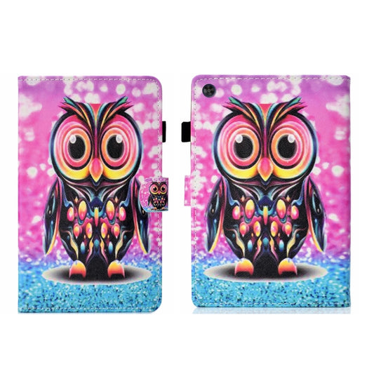 For Samsung Galaxy Tab A11+ / A9+ Coloured Drawing Stitching Flip PU Tablet Case with Sleep / Wake-up Function(Owl) by bashfashion