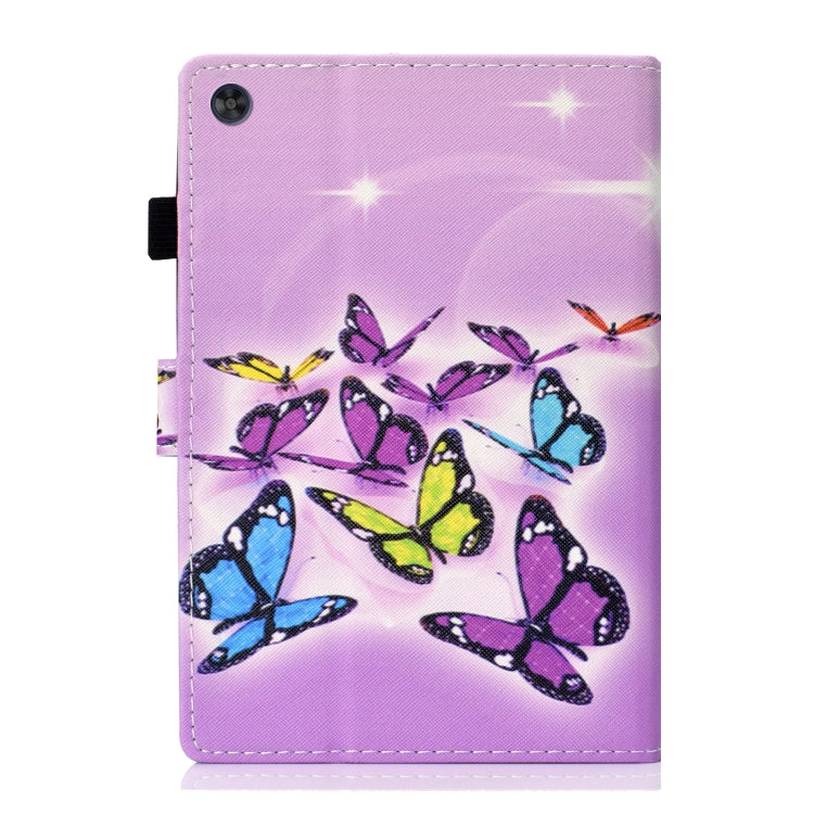 For Samsung Galaxy Tab A11 / A9 Coloured Drawing Stitching Flip PU Tablet Case with Sleep / Wake-up Function(Butterflies) by bashfashion