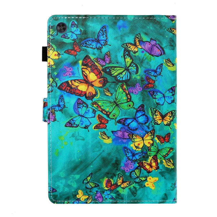 For Samsung Galaxy Tab A11+ / A9+ Coloured Drawing Stitching Flip PU Tablet Case with Sleep / Wake-up Function(Green Butterfly) by bashfashion