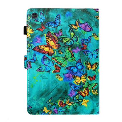 For Samsung Galaxy Tab A11+ / A9+ Coloured Drawing Stitching Flip PU Tablet Case with Sleep / Wake-up Function(Green Butterfly) by bashfashion
