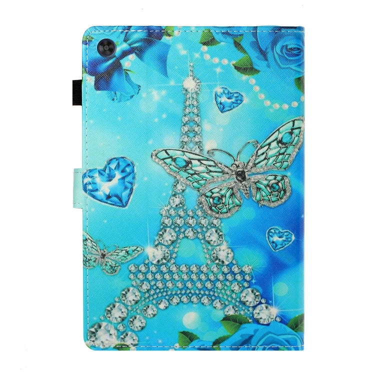 For Samsung Galaxy Tab A11 / A9 Coloured Drawing Stitching Flip PU Tablet Case with Sleep / Wake-up Function(Butterfly Tower) by bashfashion