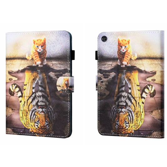 For Samsung Galaxy Tab A11 / A9 Coloured Drawing Stitching Flip PU Tablet Case with Sleep / Wake-up Function(Cat and Tiger) by bashfashion