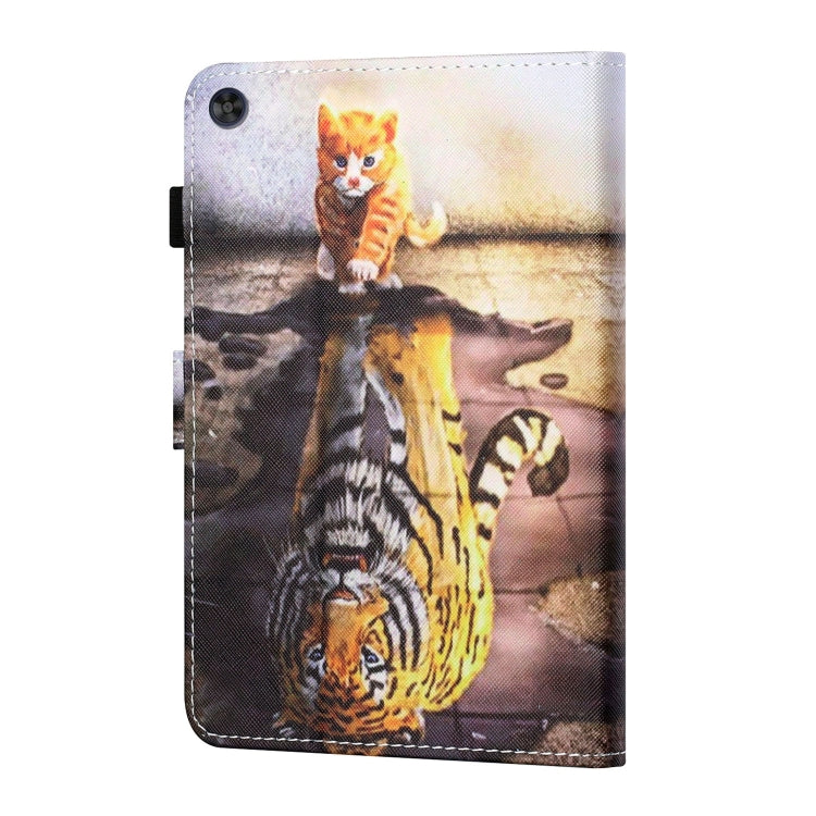 For Samsung Galaxy Tab A11 / A9 Coloured Drawing Stitching Flip PU Tablet Case with Sleep / Wake-up Function(Cat and Tiger) by bashfashion