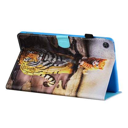 For Samsung Galaxy Tab A11 / A9 Coloured Drawing Stitching Flip PU Tablet Case with Sleep / Wake-up Function(Cat and Tiger) by bashfashion