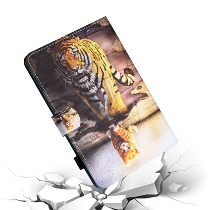 For Samsung Galaxy Tab A11 / A9 Coloured Drawing Stitching Flip PU Tablet Case with Sleep / Wake-up Function(Cat and Tiger) by bashfashion