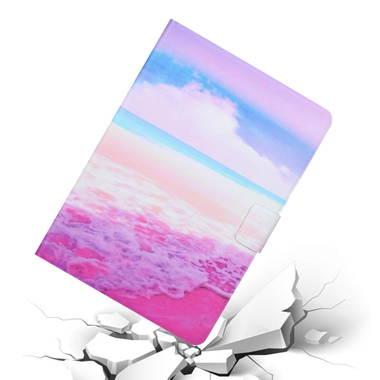 For Samsung Galaxy Tab A11 / A9 Voltage Coloured Drawing Smart PU Tablet Case with Sleep / Wake-up Function(Pink Beach) by bashfashion