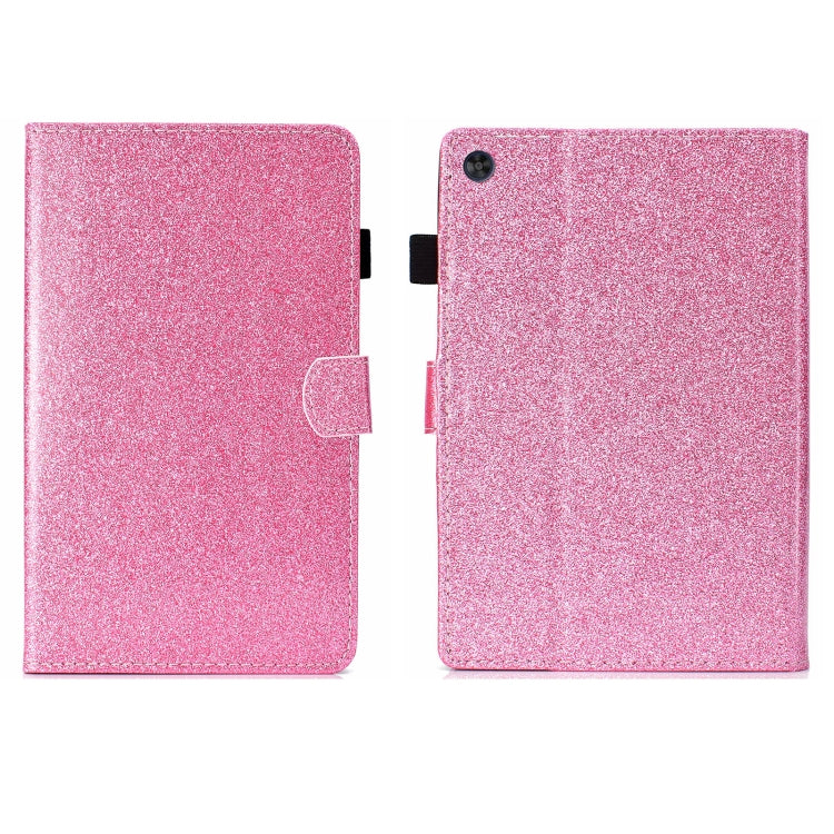 For Samsung Galaxy Tab A11+ / A9+ Glitter Powder Smart PU Tablet Case with Sleep / Wake-up Function(Pink) by bashfashion