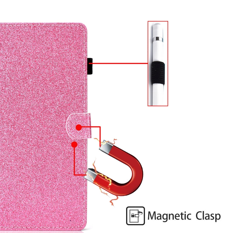 For Samsung Galaxy Tab A11+ / A9+ Glitter Powder Smart PU Tablet Case with Sleep / Wake-up Function(Pink) by bashfashion