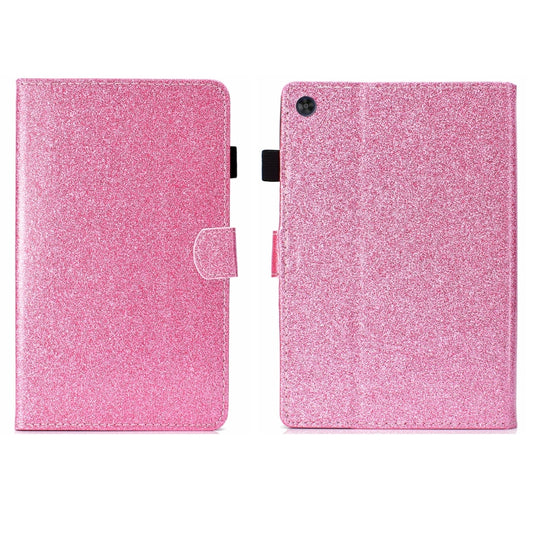 For Samsung Galaxy Tab A11 / A9 Glitter Powder Smart PU Tablet Case with Sleep / Wake-up Function(Pink) by bashfashion