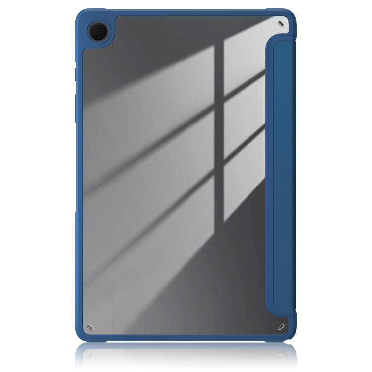 For Samsung Galaxy Tab A9+ / Tab A11+ Acrylic 3-folding Solid Color Smart Leather Tablet Case(Blue) by bashfashion