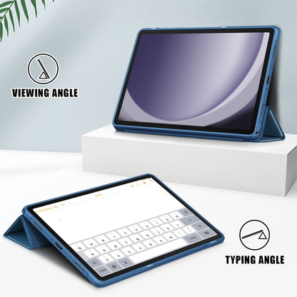 For Samsung Galaxy Tab A9+ / Tab A11+ Acrylic 3-folding Solid Color Smart Leather Tablet Case(Blue) by bashfashion