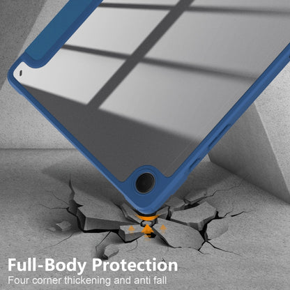 For Samsung Galaxy Tab A9+ / Tab A11+ Acrylic 3-folding Solid Color Smart Leather Tablet Case(Blue) by bashfashion