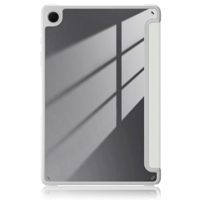 For Samsung Galaxy Tab A9+ / Tab A11+ Acrylic 3-folding Solid Color Smart Leather Tablet Case(White) by bashfashion