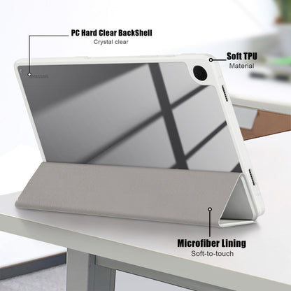 For Samsung Galaxy Tab A9+ / Tab A11+ Acrylic 3-folding Solid Color Smart Leather Tablet Case(White) by bashfashion