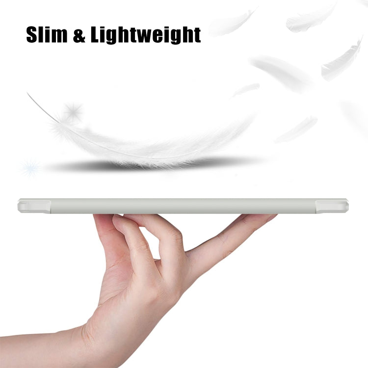 For Samsung Galaxy Tab A9+ / Tab A11+ Acrylic 3-folding Solid Color Smart Leather Tablet Case(White) by bashfashion