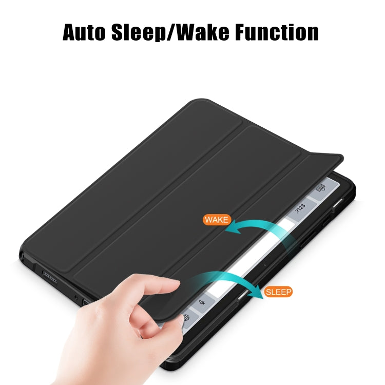 For Samsung Galaxy Tab A9+ / Tab A11+ Acrylic 3-folding Solid Color Smart Leather Tablet Case(Black) by bashfashion