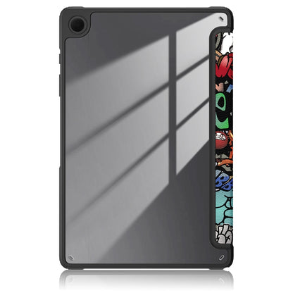 For Samsung Galaxy Tab A9+ / Tab A11+ Acrylic 3-folding Painted Smart Leather Tablet Case(Graffiti) by bashfashion