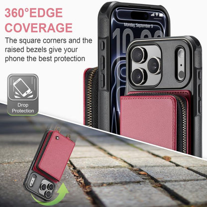 For iPhone 17 Pro Max JEEHOOD C22 Series Zipper Wallet Leather Phone Case with Dual Lanyard(Red) by JEEHOOD