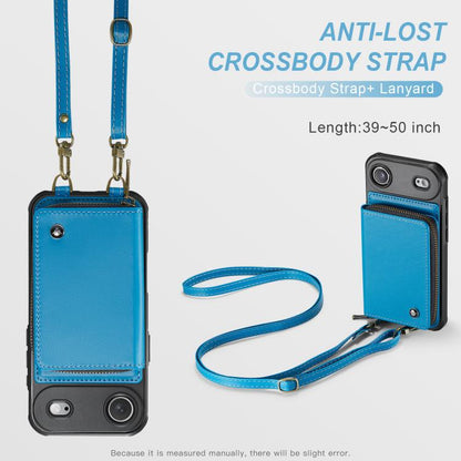 For iPhone Air JEEHOOD C22 Series Zipper Wallet Leather Phone Case with Dual Lanyard(Blue) by JEEHOOD