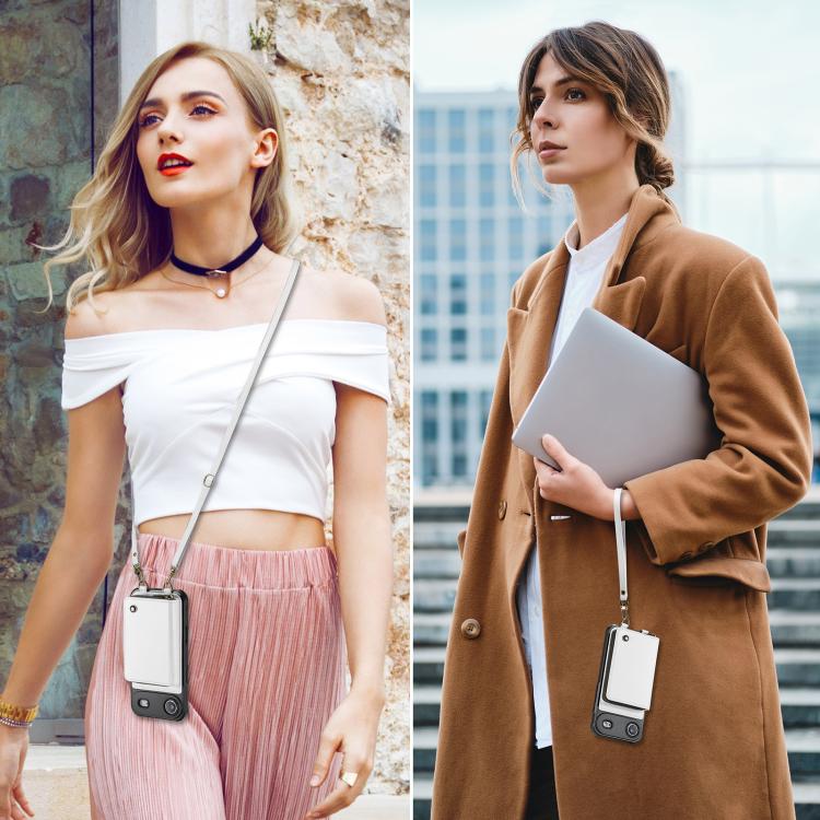 For iPhone Air JEEHOOD C22 Series Zipper Wallet Leather Phone Case with Dual Lanyard(White) by JEEHOOD