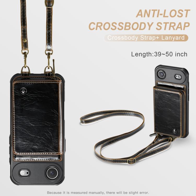 For iPhone Air JEEHOOD C22 Series Zipper Wallet Leather Phone Case with Dual Lanyard(Coffee) by JEEHOOD