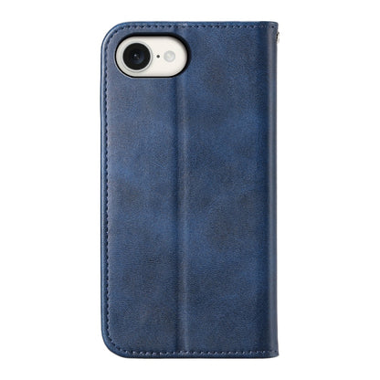For iPhone 16e Cubic Grid Calf Texture Magnetic Leather Phone Case(Blue) by bashfashion