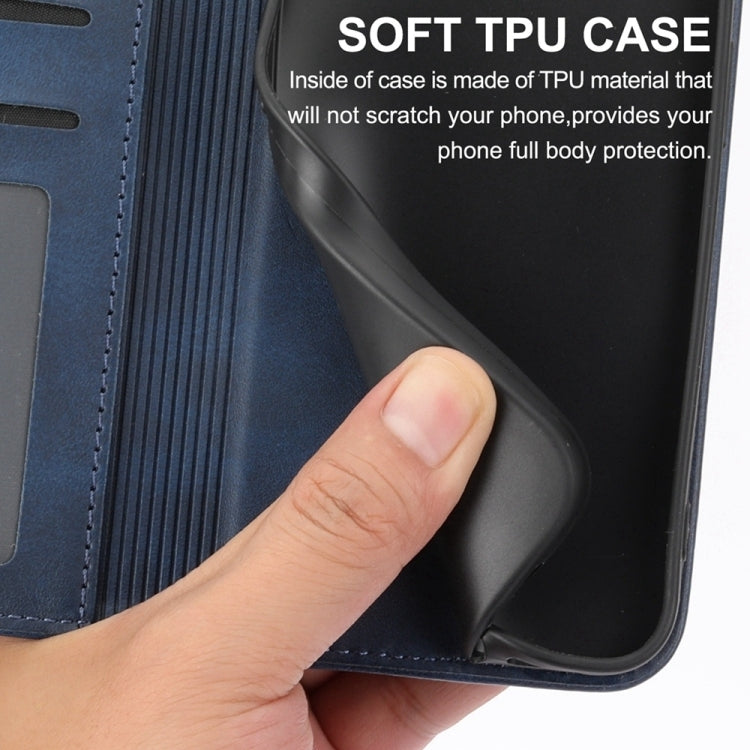 For iPhone 16e Cubic Grid Calf Texture Magnetic Leather Phone Case(Blue) by bashfashion