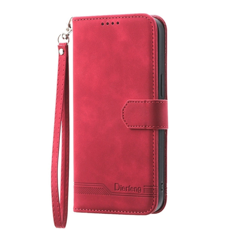 For iPhone 16e Dierfeng Dream Line TPU Hybrid PU Leather Phone Case(Red) by bashfashion