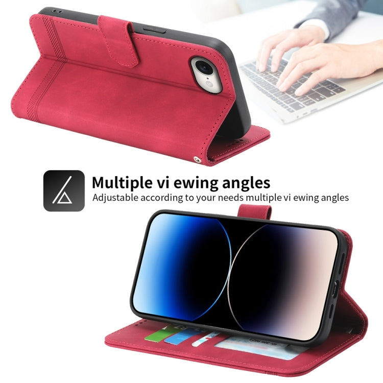 For iPhone 16e Dierfeng Dream Line TPU Hybrid PU Leather Phone Case(Red) by bashfashion