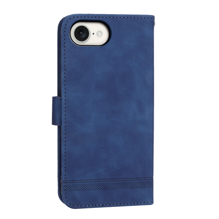 For iPhone 16e Dierfeng Dream Line TPU Hybrid PU Leather Phone Case(Blue) by bashfashion