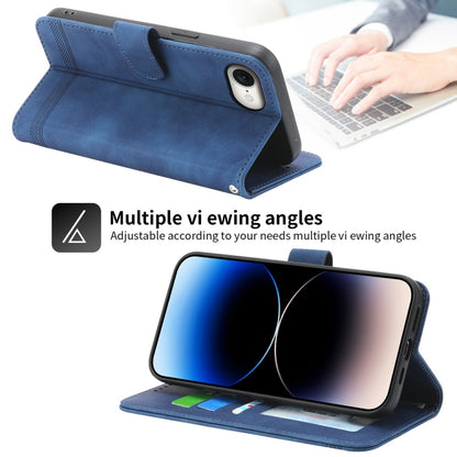 For iPhone 16e Dierfeng Dream Line TPU Hybrid PU Leather Phone Case(Blue) by bashfashion